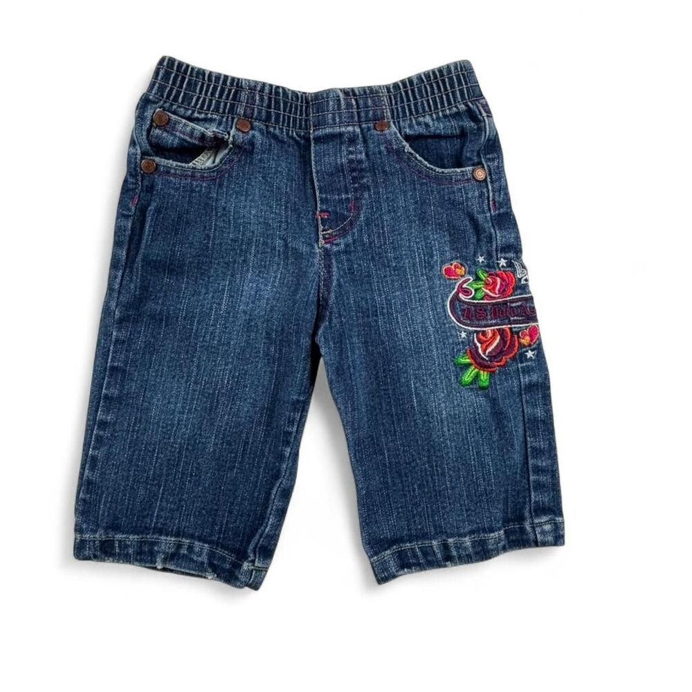 Baby U.S. Polo Assn Denim Shorts 3-6M Embroidered Vintage Baby Girl Jeans